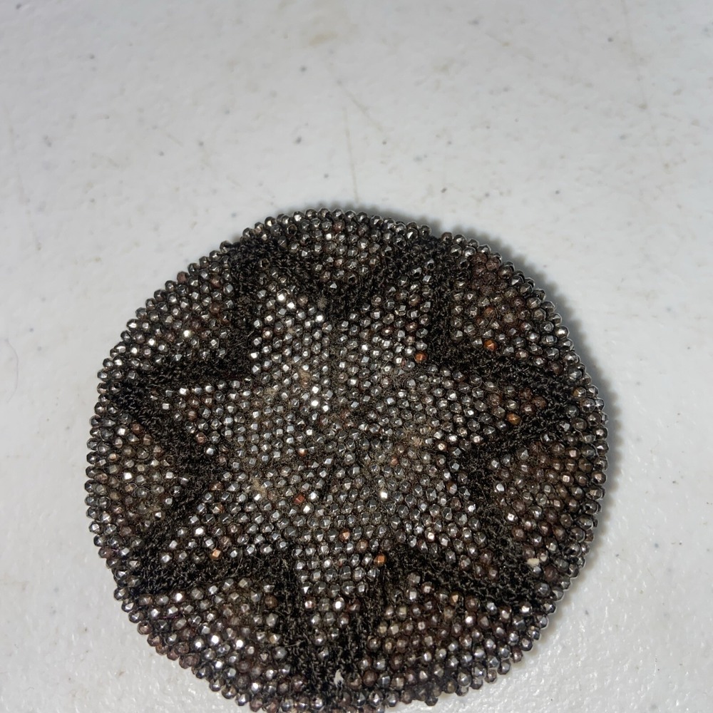 Coin Purse Art Deco Crochet Micro Steel Bead Tam O Shanter Floral 1903
